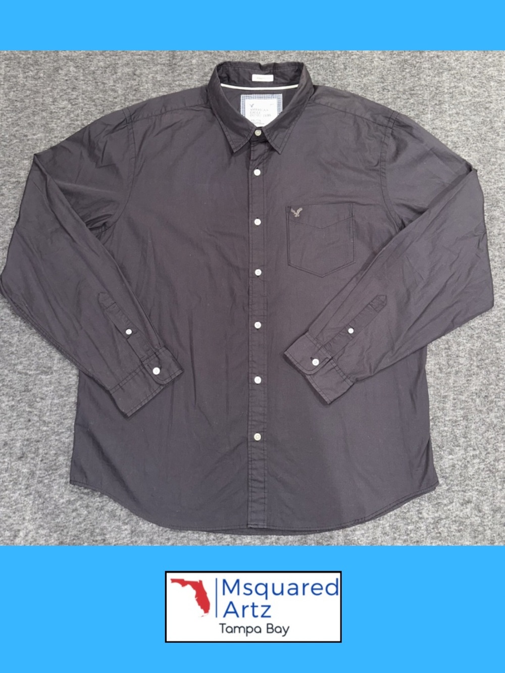 American Eagle Outfitters Athletic Fit Button Front Shirt XXL Black Cotton